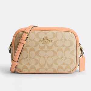 Coach Jamie Camera Bag In Signature Canvas Light Khaki Faded Blush Silver CR135
